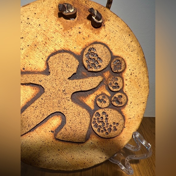 Vintage brutalist retro mid century modern art pottery wall hanging Handmade - Picture 2 of 8